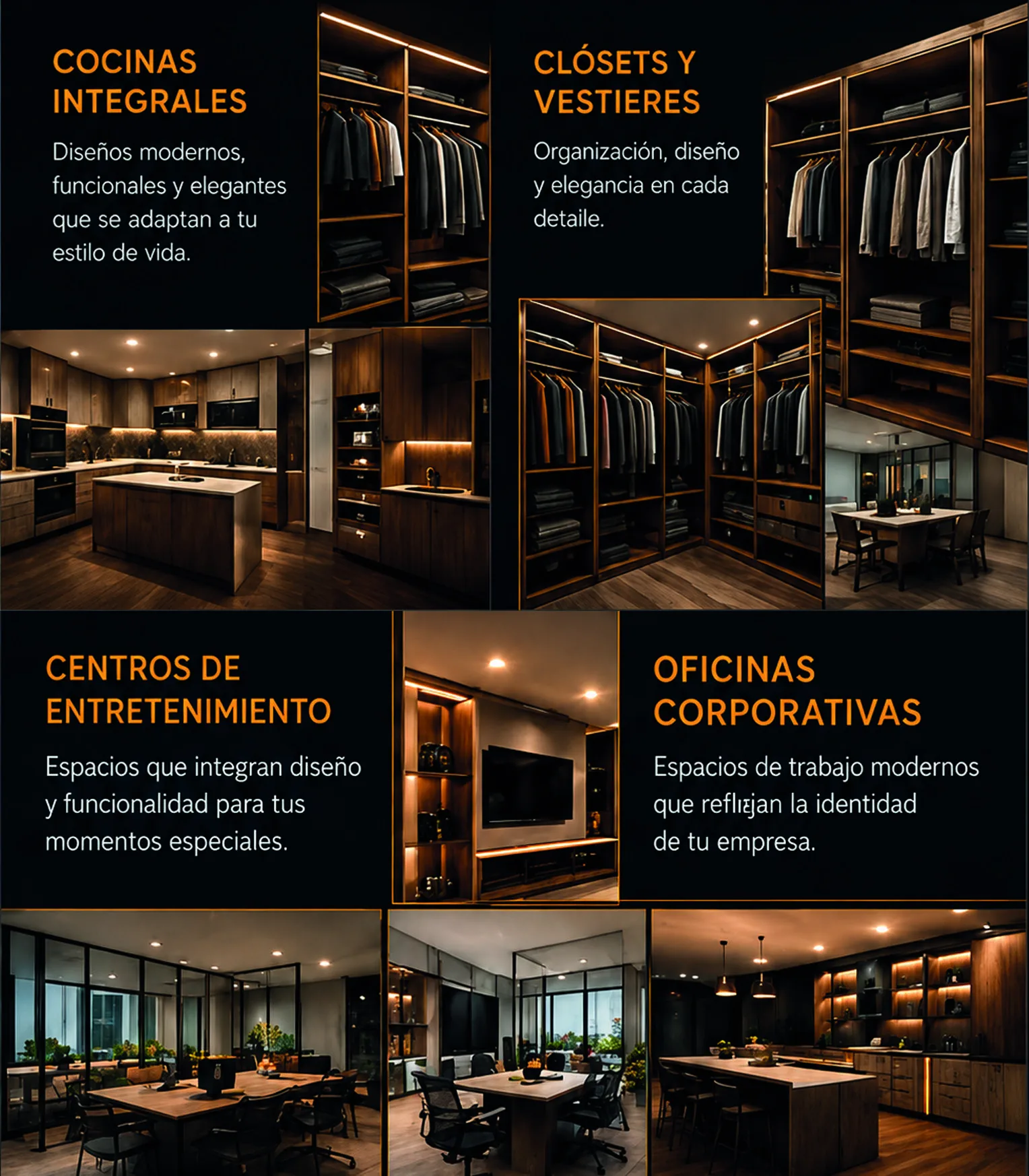 Portafolio visual de cocinas, clósets y oficinas